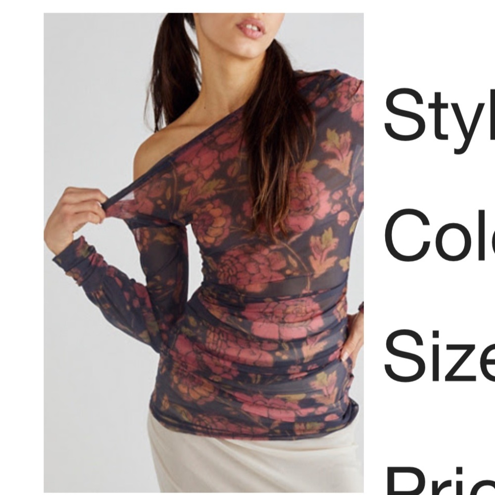 NWT! Free people Sheer off one shoulder floral print tunic size small